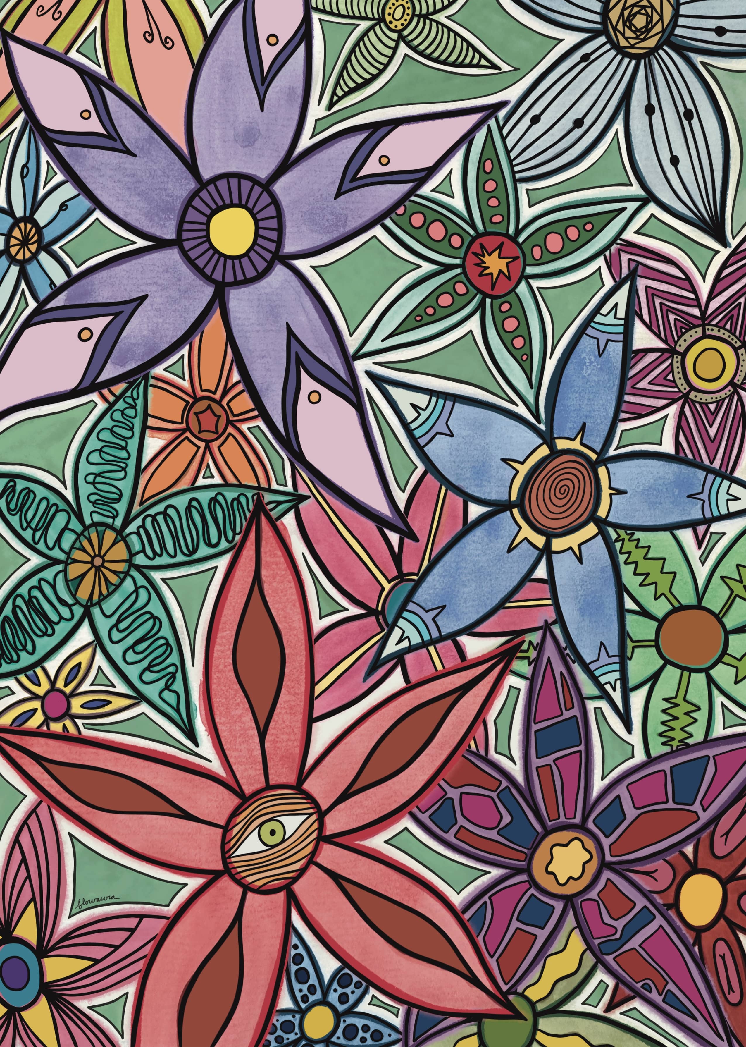 Jungle - Sustainable Art Print by Flowaura in green color. Sustainable art print available in multiple sizes.