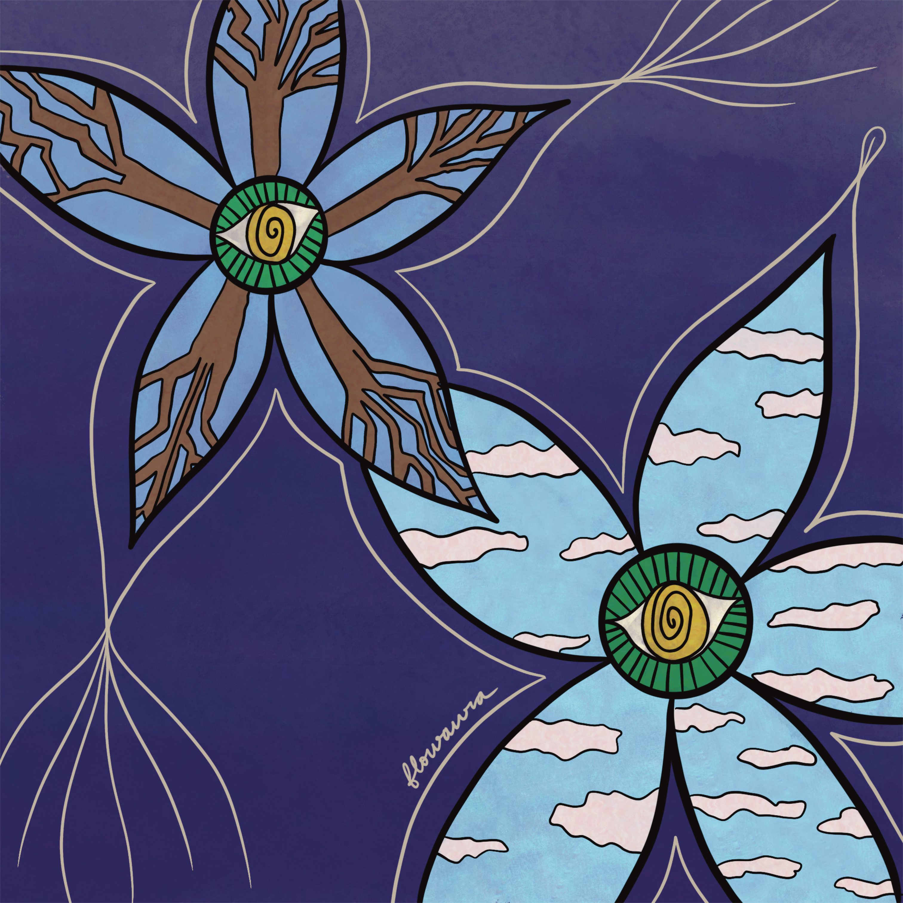 Earth & Wind - Sustainable Art Print by Flowaura. Sustainable art print available in multiple sizes.