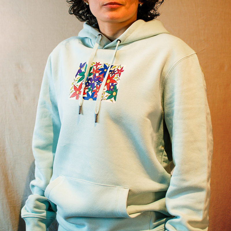 Sunlilis - limited-edition wearable art piece by Flowaura. Hoodie. Green. Size M