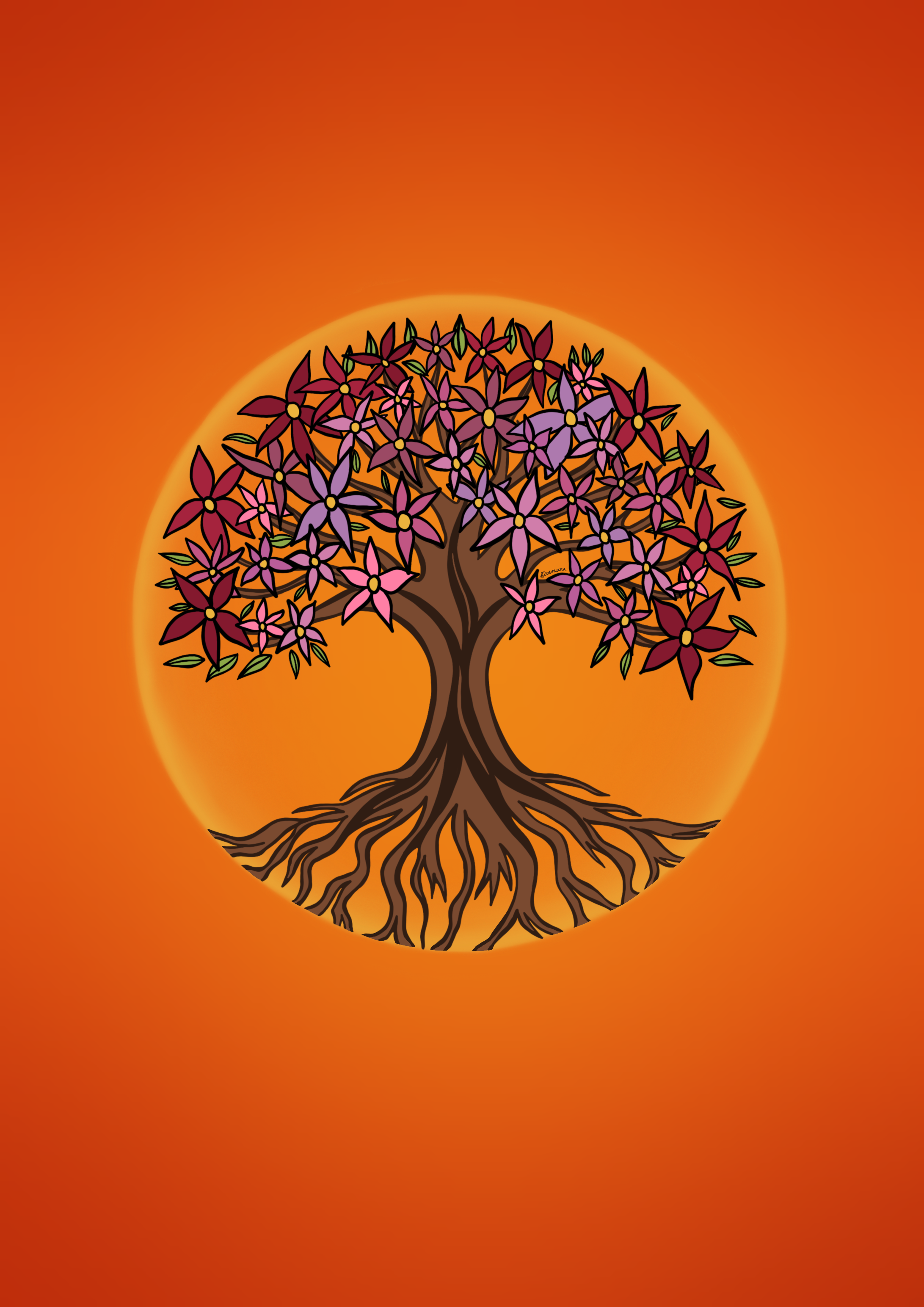Árbol de Flowaura - Lámina Botánica by Flowaura in orange color. Sustainable art print available in multiple sizes.
