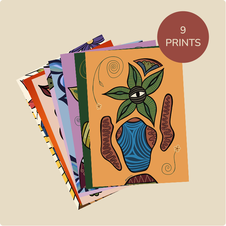 A6 • PACK OF 9 - sustainable art print by Flowaura. Get the collectors stack.