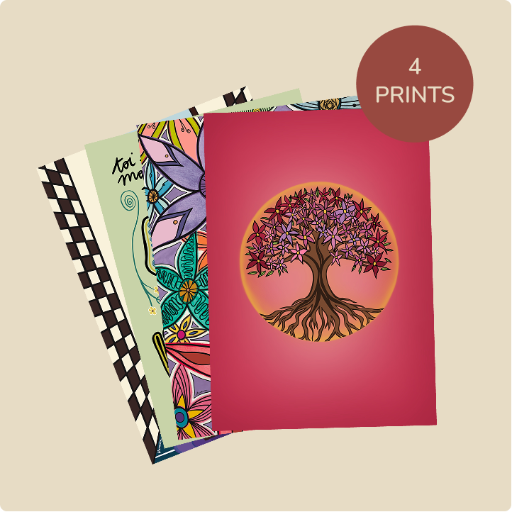 A5 • PACK OF 4 - sustainable art print by Flowaura. Select your favourite stack.