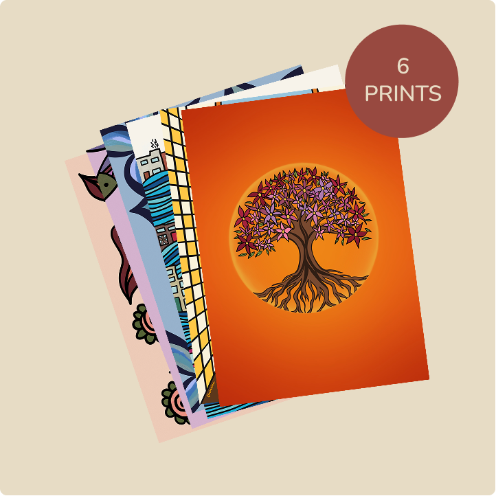 A6 • PACK OF 6 - sustainable art print by Flowaura. Select your favourite stack.
