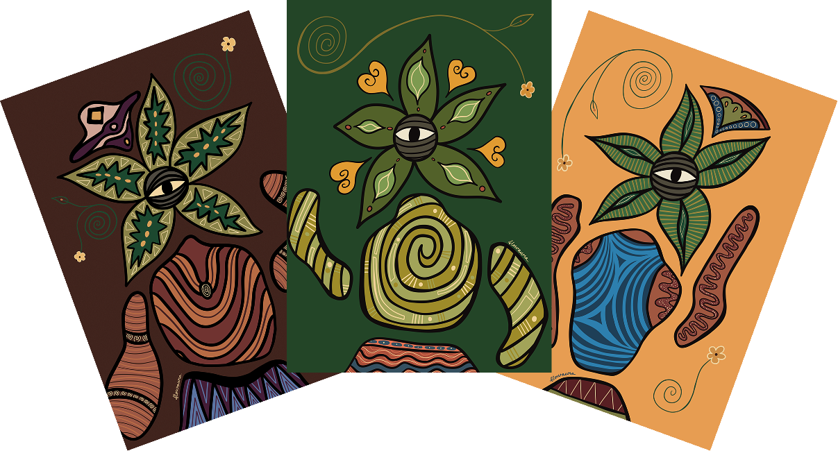 A6 • PACK OF 3 - Botanical Print by Flowaura in botanical-stories color. Sustainable art print available in multiple sizes.