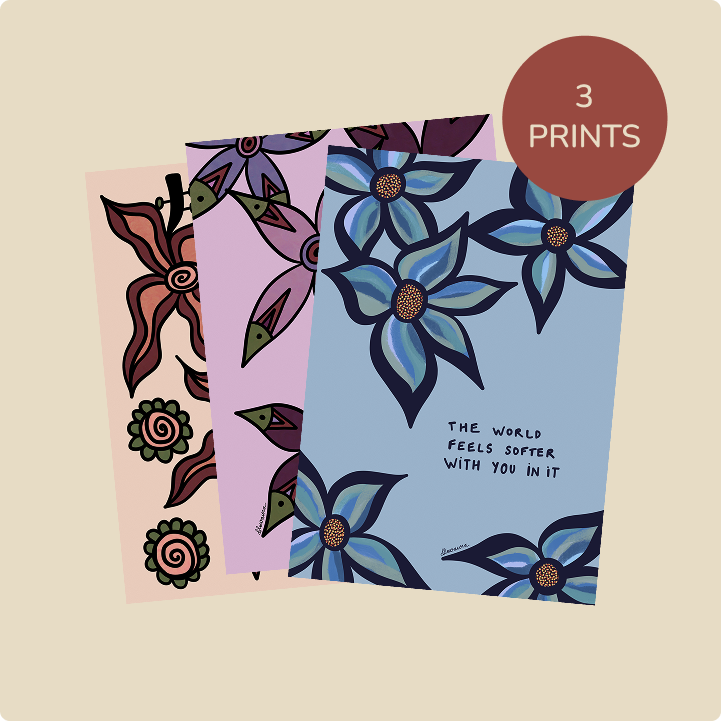A6 • PACK OF 3 - sustainable art print by Flowaura. Select your favourite stack.