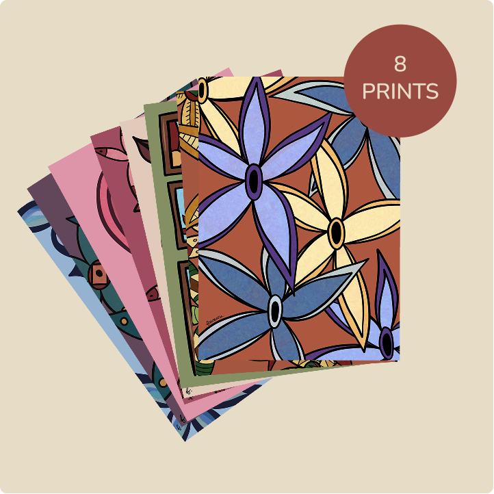 A5 • PACK OF 8 - sustainable art print by Flowaura. Get the collectors stack.