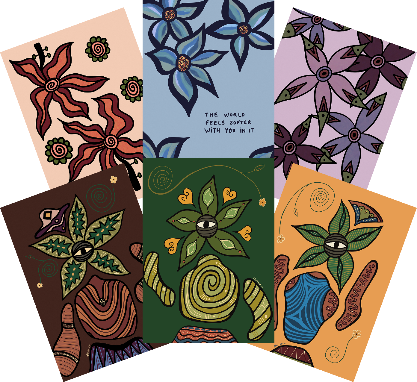 A6 • PACK DE 6 - Lámina Botánica by Flowaura in botanical-stories-extended color. Sustainable art print available in multiple sizes.
