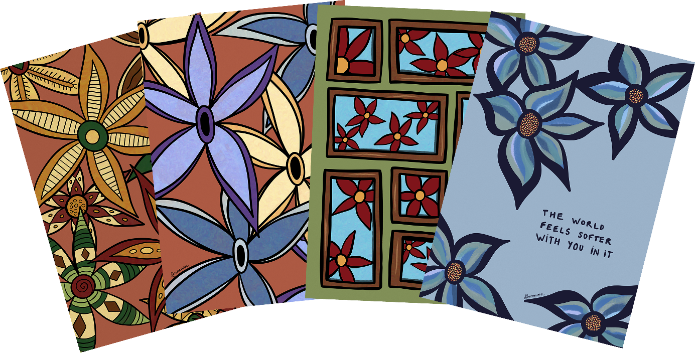 A5 • PACK OF 6 - Lámina Botánica by Flowaura in petal-tales color. Sustainable art print available in multiple sizes.