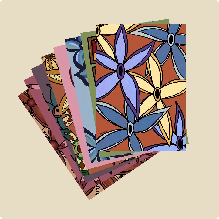 A5 • PACK OF 8 - sustainable art print by Flowaura. Get the collectors stack