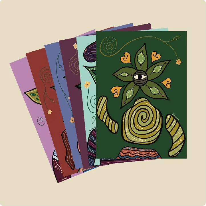 A5 • PACK OF 6 - sustainable art print by Flowaura. Select your favourite stack.