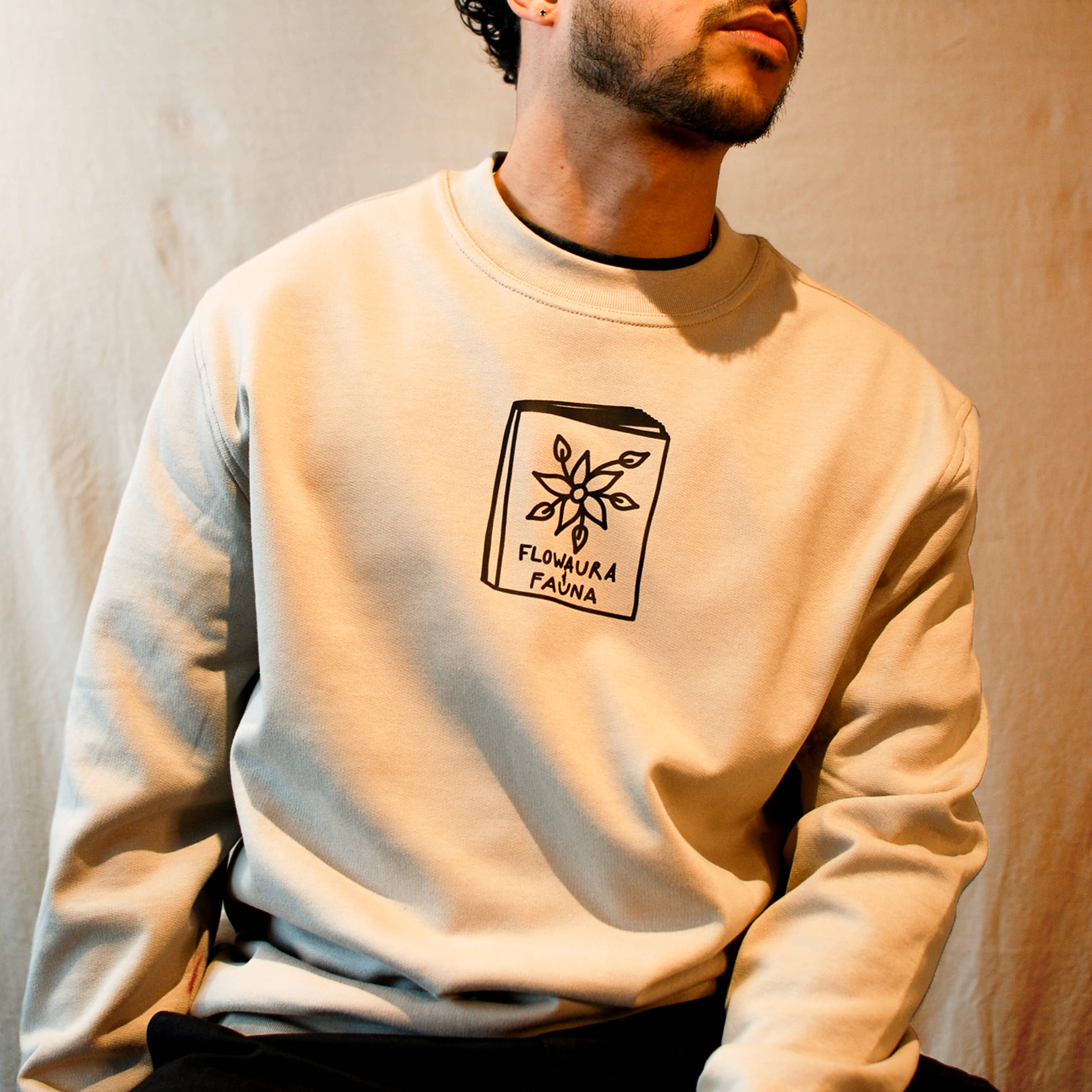 Flowaura & Fauna - limited-edition wearable art piece by Flowaura. Sweater. Beige. Size M